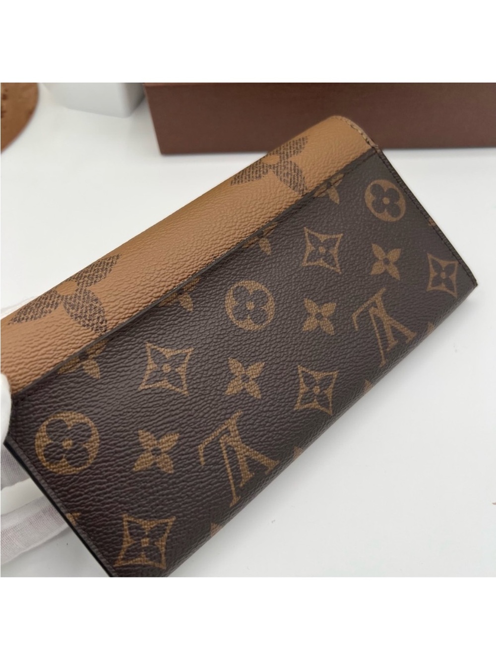 Louis Vuitton Monogram Reverse Long Portefuille Sarah Wallet in Box 💯Authentic - Picture 3 of 11